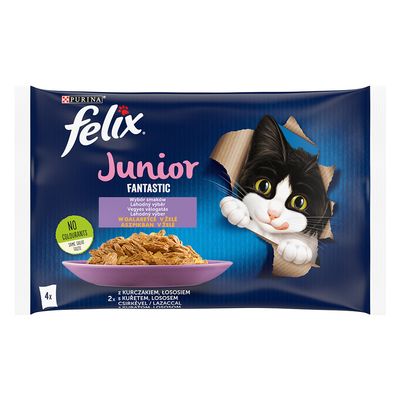 Felix Junior Fantastic Pouches 4 x 85g Salmon & Chicken