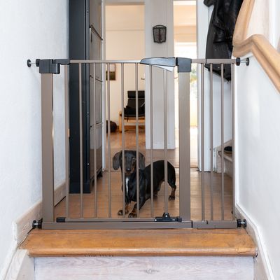 TIAKI Brown Dog Gate with Side Panel 78 x 77 - 103cm (H x W)