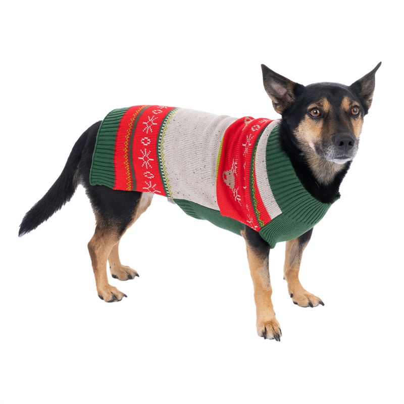 TIAKI Tri-Colour Reindeer Dog Jumper Size M: approx. 30cm Back Length