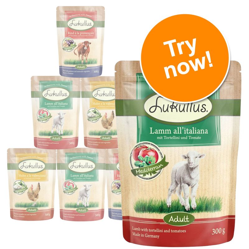 Lukullus Pouches Mixed Trial Pack 6 x 300g Mediterranean Mixed Trial Pack