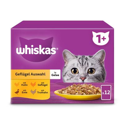 Whiskas 1+ Adult Pouches 12 x 85g Poultry Feasts in Gravy
