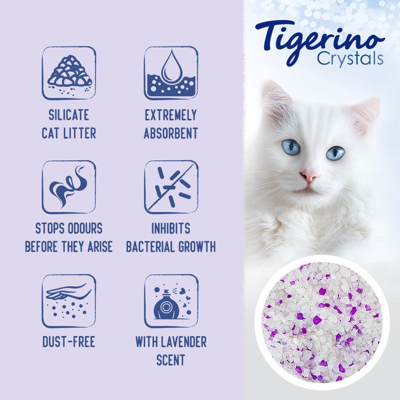 Tigerino Crystals Cat Litter Mixed Trial Pack 4 Varieties: Classic, Flower, Lavender & Aloe Vera (6 x 5l)