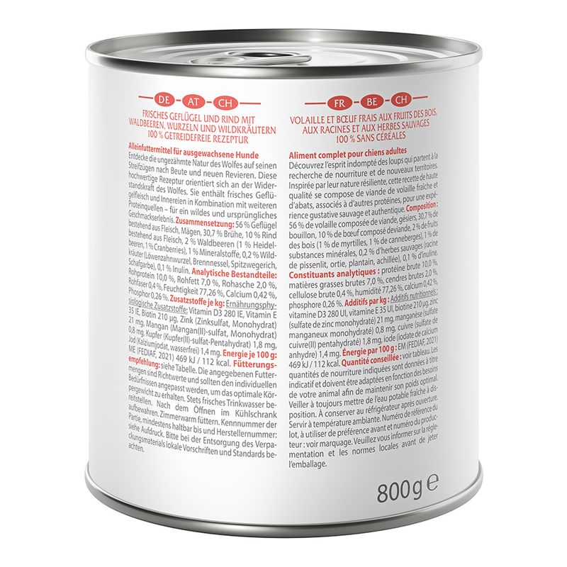 Wolf of Wilderness Adult 6 x 800g - With lots of fresh poultry Mixed Pack: 2x Stony Creek, 2x Sandy Path, 2x Steep Journey