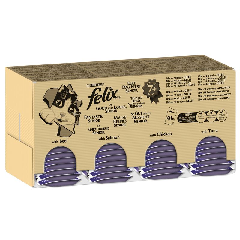 Felix Senior As Good As It Looks Mega Pack 120 x 85g Beef, Salmon, Chicken & Tuna