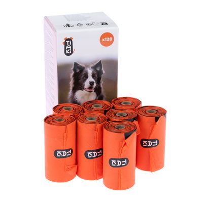 TIAKI Biodegradable Dog Poop Bags 8 Rolls (15 bags per roll)