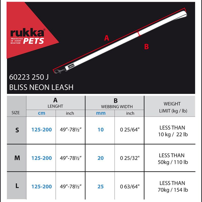 Rukka® Set: Bliss Neon Collar & Leash Collar size M + leash 200 cm / 20 mm