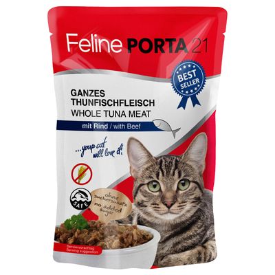 Feline Porta 21 Pouches 6 x 100g Whole Tuna with Surimi