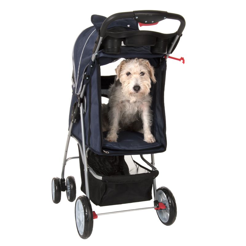 Sporty Pet Stroller for Small Dogs Navy Blue & Grey