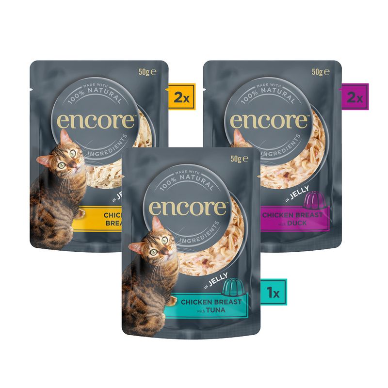 Encore Cat Jelly Pouch Multipack 5 x 50g Chicken Selection 1 (3 varieties)