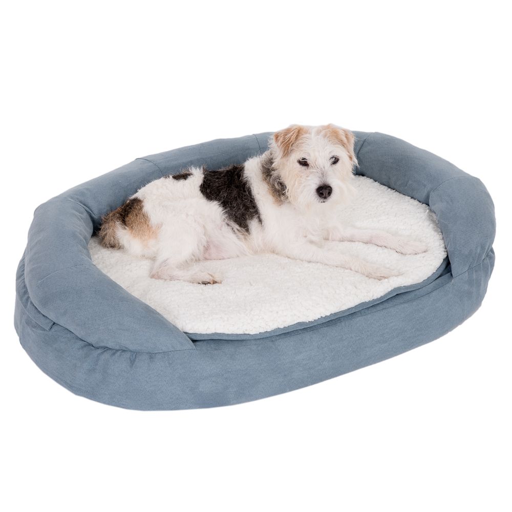 Oval Memory Foam Dog Bed, grey-blue 72 x 50 x 20 cm (L x W x H)