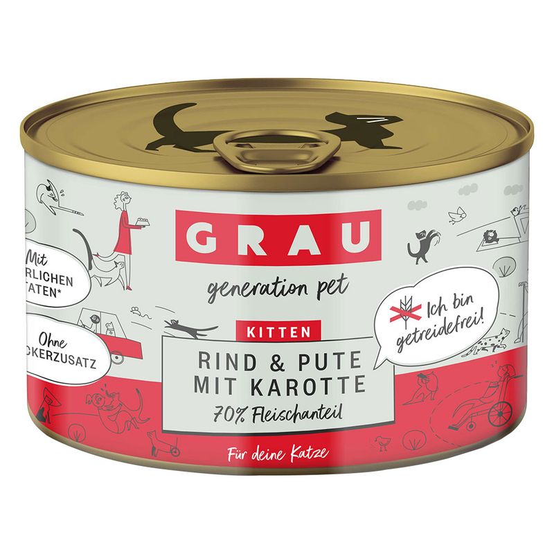 GRAU Gourmet Kitten Grain-Free 6 x 200g Turkey & Trout