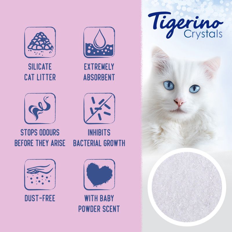 Tigerino Crystals Clumping Cat Litter – Baby Powder Scent 5l
