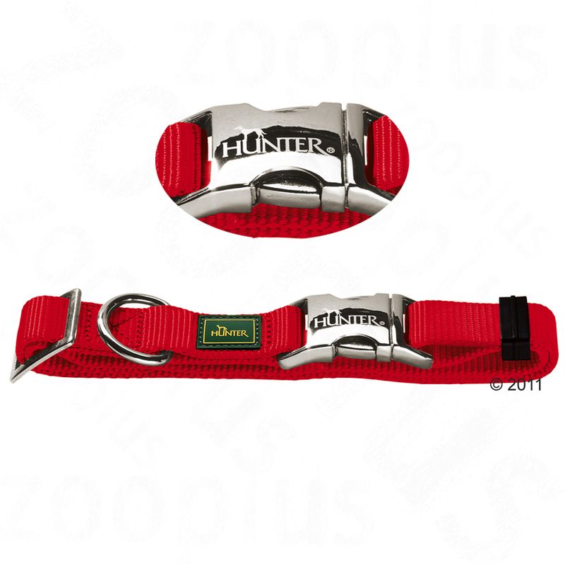 HUNTER Vario Basic Alu-Strong Dog Collar - Red Size L: 40-55cm Neck Circumference