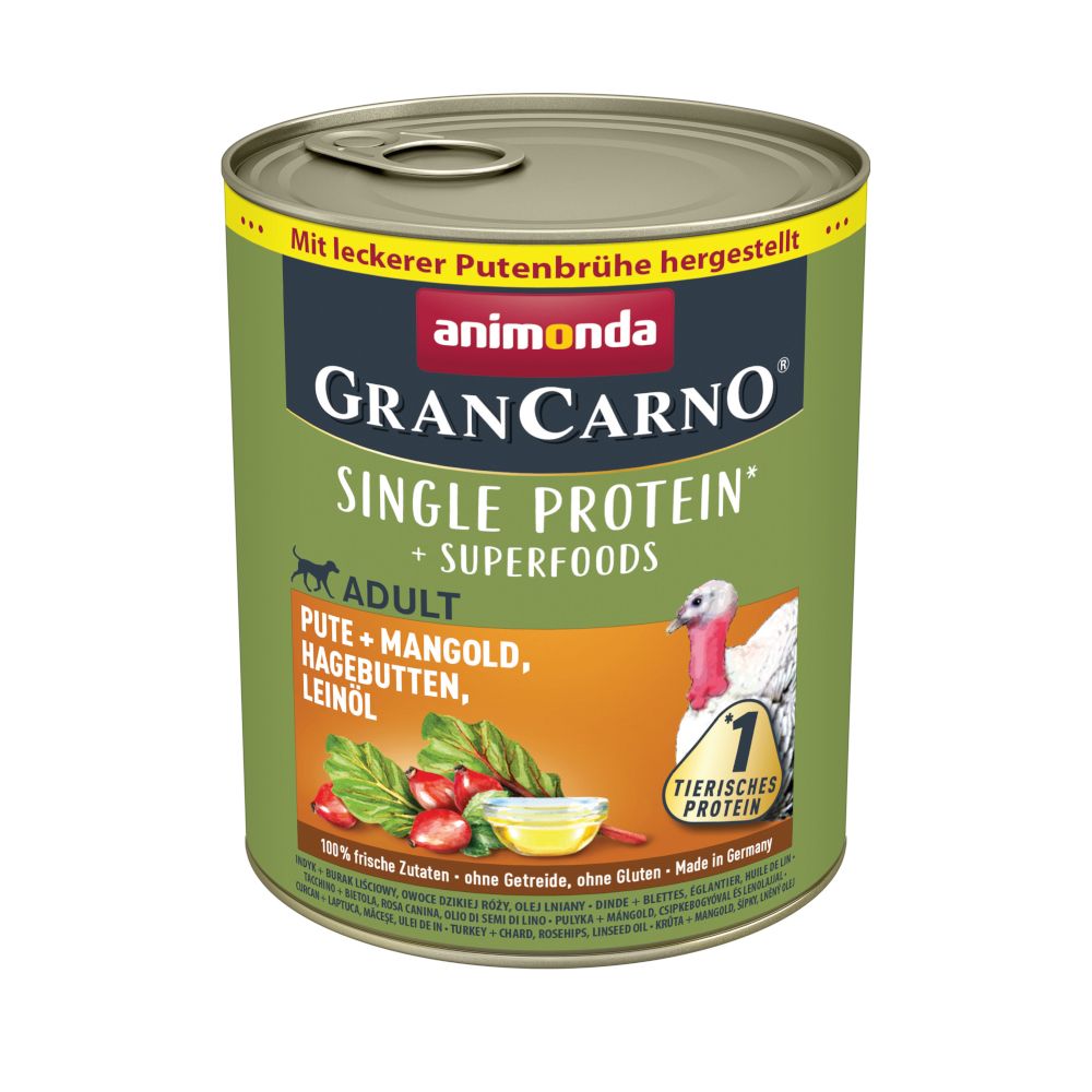 animonda GranCarno Superfoods Adult 24 x 800g Chicken, Spinach, Raspberries & Pumpkin Seeds