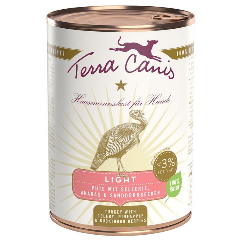 Terra Canis Light 6 x 400g Turkey with Celery, Banana & Sea Buckthorn