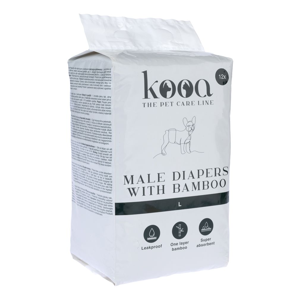 kooa Male Diapers with Bamboo Size XS: 20 - 26 cm, 12 Nappies