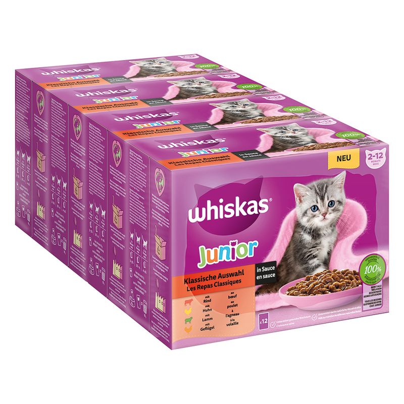 Whiskas Junior Pouches 48 x 85g Meat Selection in Gravy