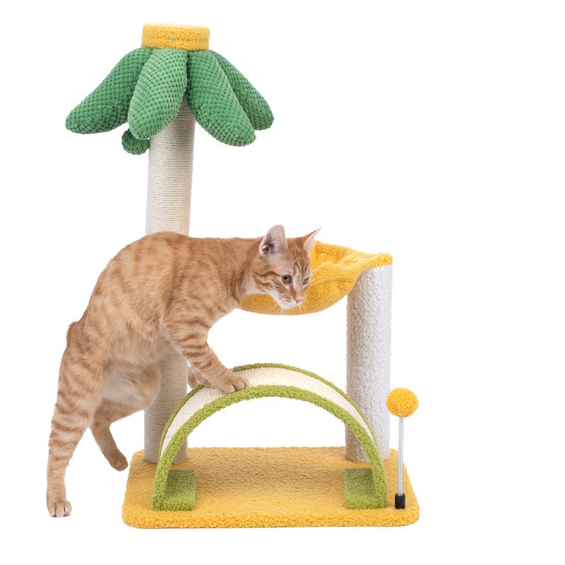 TIAKI Palm Scratching Tree with Hammock Yellow