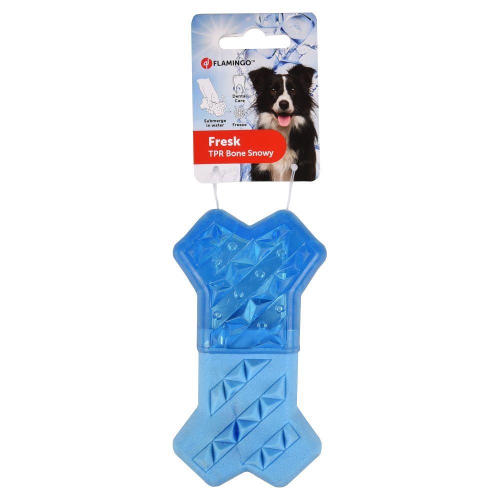Flamingo Snowy Bone Dog Toy - Blue 13.3 x 7.4 x 3.8cm (L x W x H)
