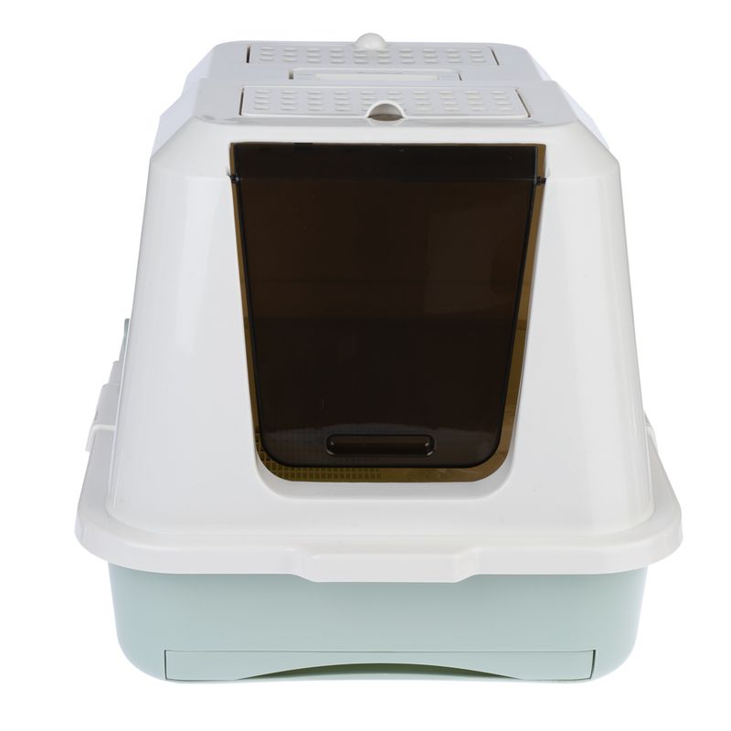 kooa Hooded Litter Tray with Eco-Plastic White & Mint