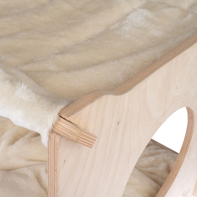 Natural Paradise Mimosa Cat Den Natural wood with cream cover