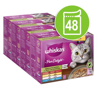 Whiskas Pure Delight Pouches 48 x 85g Mixed Stew in Jelly