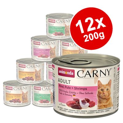 Mixed Megapack animonda Carny Adult 12 x 200g Poultry & Beef Varieties