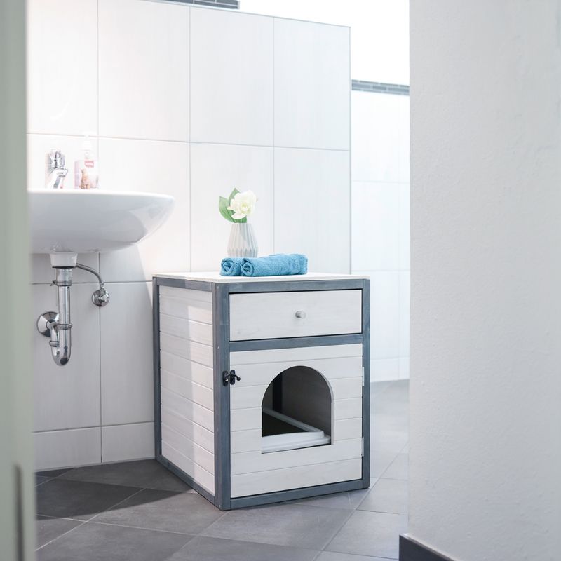 Kerbl Pet Cat Cabinet Ida White/grey