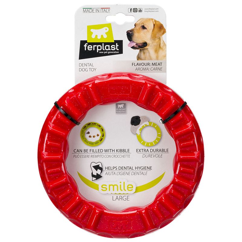 Ferplast Smile chewing ring, red Size S: diameter 12 x H 2.4 cm