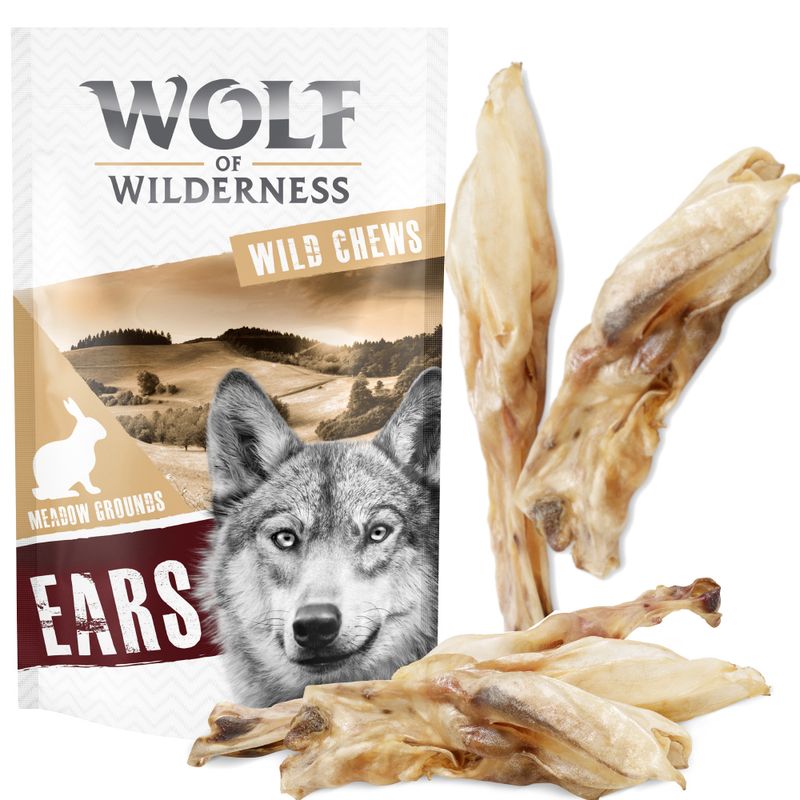 Wolf of Wilderness Dried Ears Dog Chews Trial Pack Dried Cow Ears with Fur (approx. 120g, approx. 3 pcs)