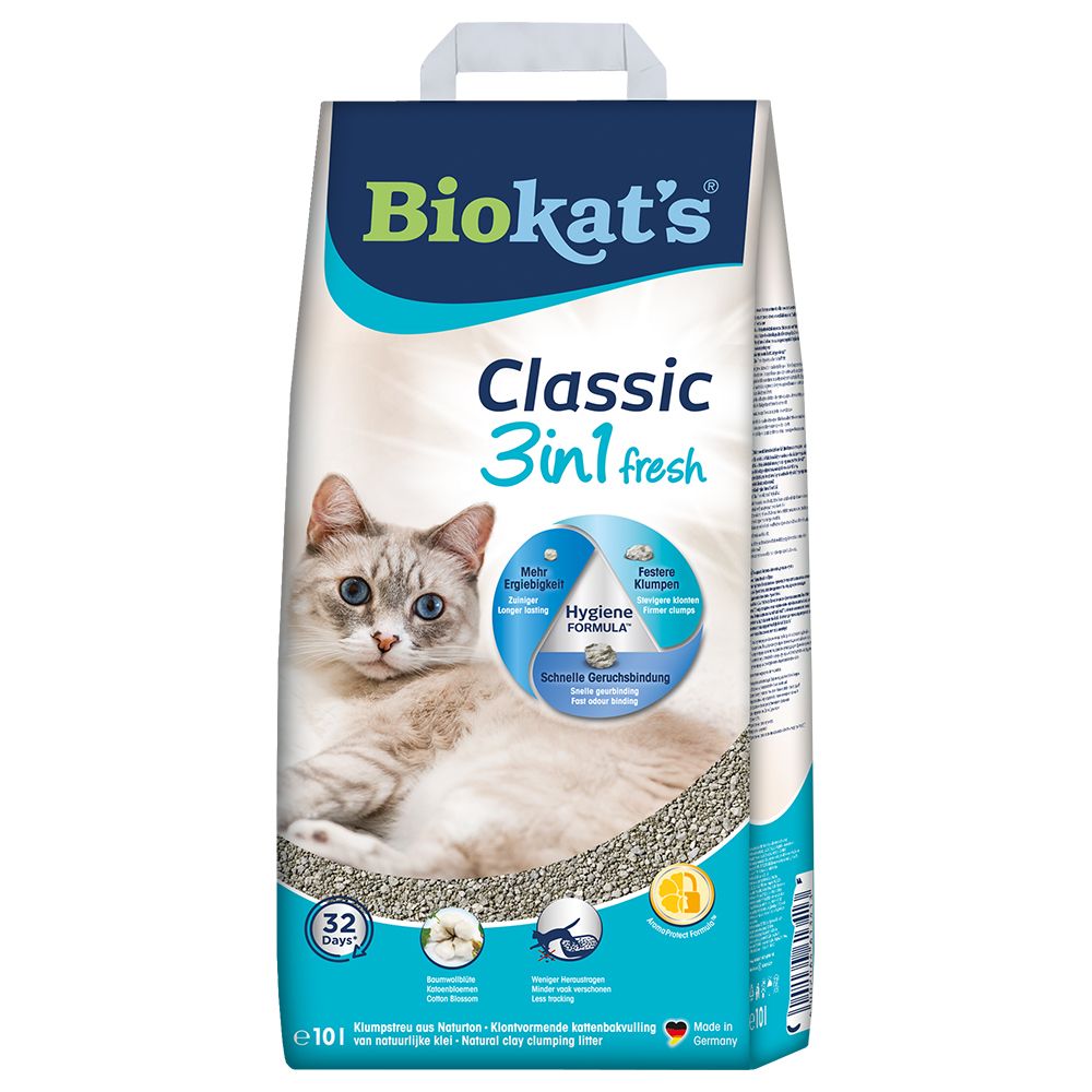Biokat’s Classic Fresh 3in1 Cat Litter – Cotton Blossom Scent 10l