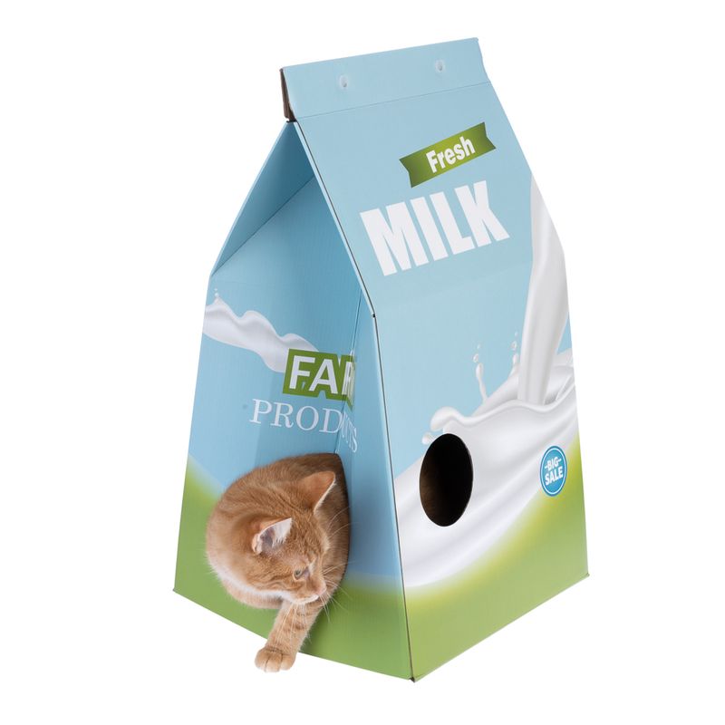 TIAKI Milk Carton Cat Cave & Scratching Furniture 33 x 31 x 55 cm (L x W x H)