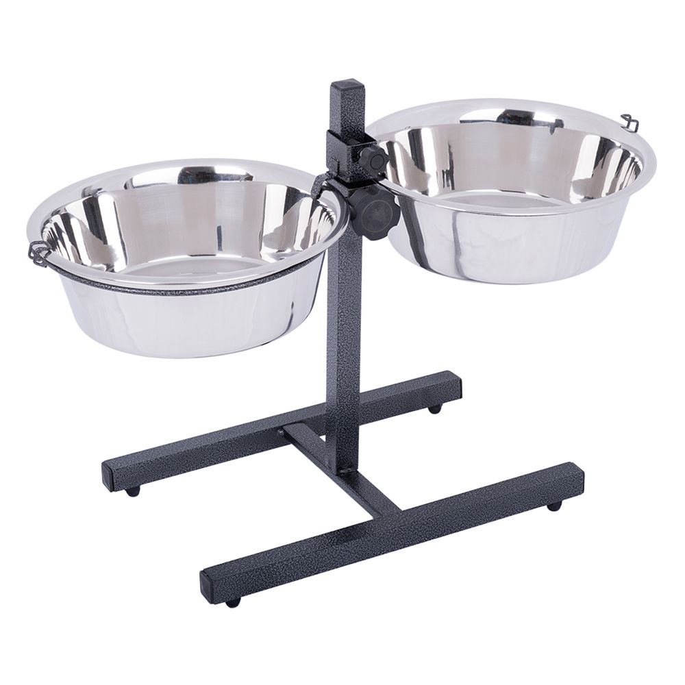 Dog Bowl Stand with 2 Stainless Steel Bowls 2 x 1.8 l