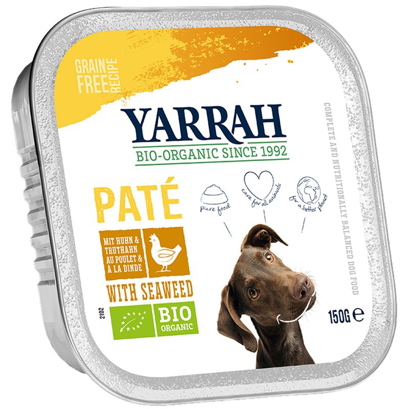 Yarrah Organic Trays Pâté Saver Pack 24 x 150g Organic Beef with Organic Spirulina
