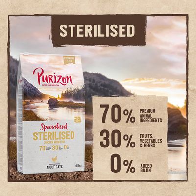 Purizon Adult Sterilised Grain-Free Chicken & Fish 150g