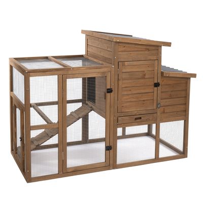TIAKI Ranch Wooden Chicken Coop (Optionally Expandable) Attached Enclosure: 116 x 78 x 89.8 cm (L x W x H)