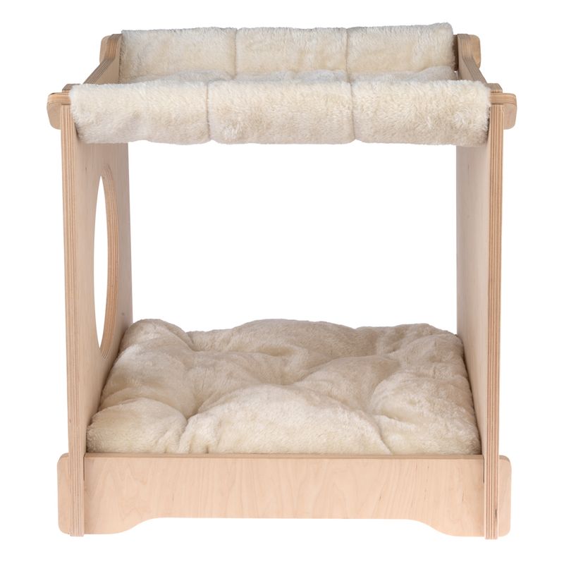 Natural Paradise Mimosa Cat Den Natural wood with cream cover