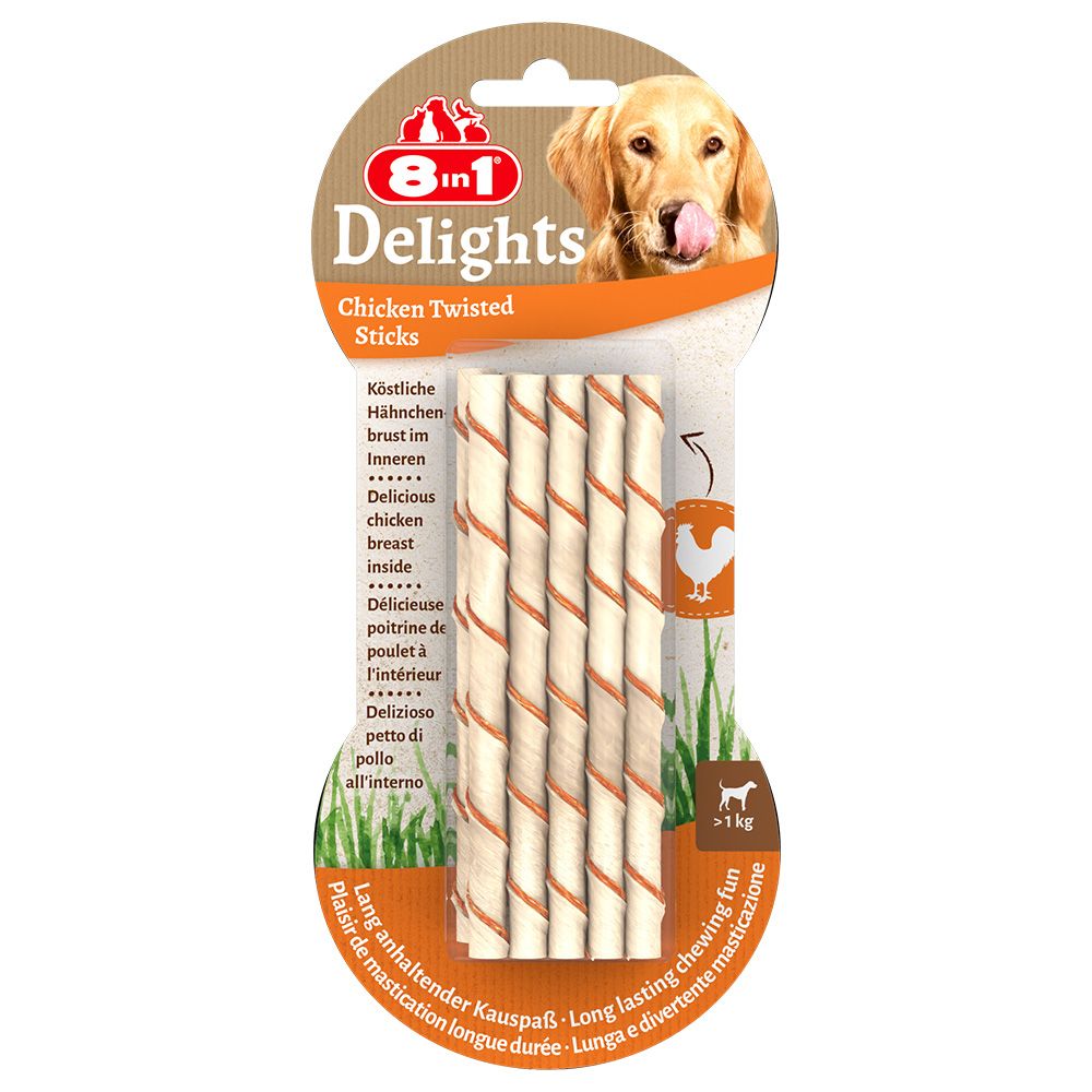 8in1 Delights Twisted Sticks for Small Dogs - Chicken 10 Sticks