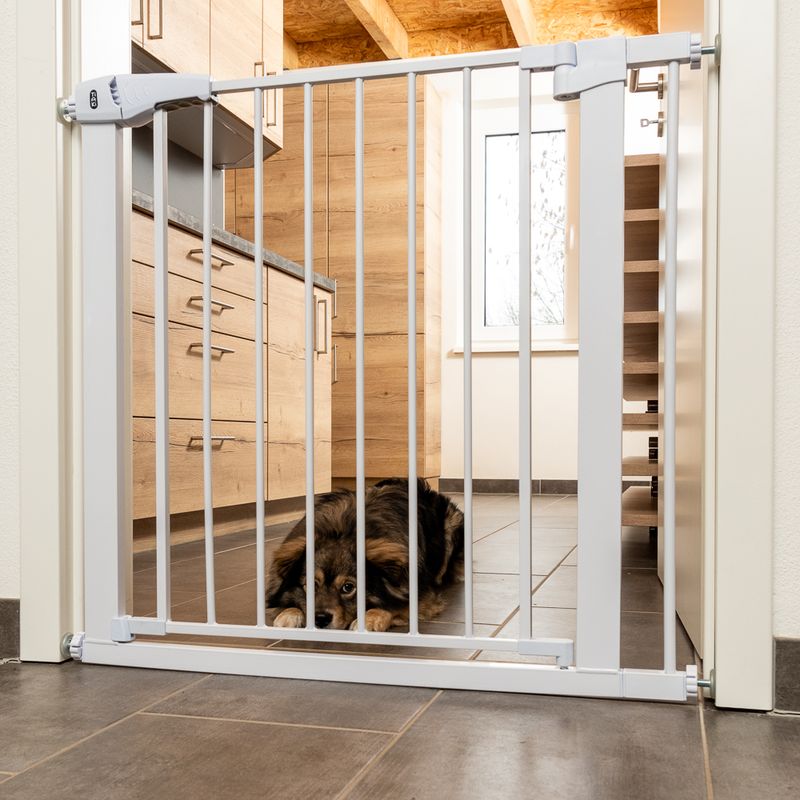 TIAKI White Dog Gate with 7 cm Extension Height 76 cm, width 75 to 82 cm