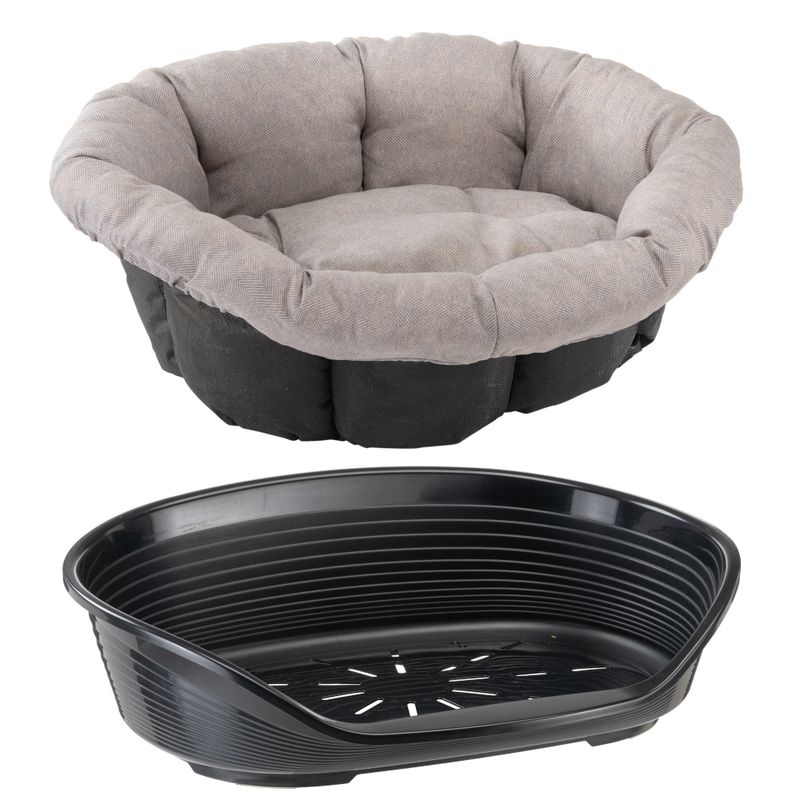 Ferplast Siesta Deluxe Basket Set with Beige Tweed Sofa Cover Size 4: 61.5 x 45 x 21.5 cm (L x W x H)