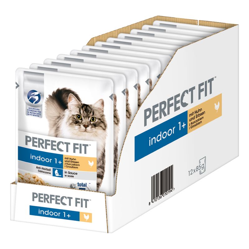 Perfect Fit Indoor 1+ Pouches Chicken & Peas (12 x 85g)