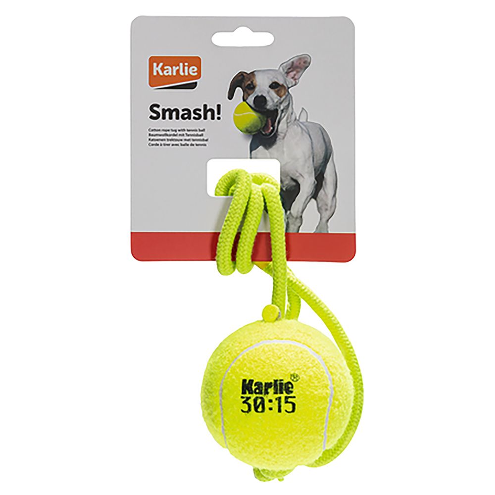 Karlie Tennis Ball with Rope approx. 8 x 18cm (diameter x H)