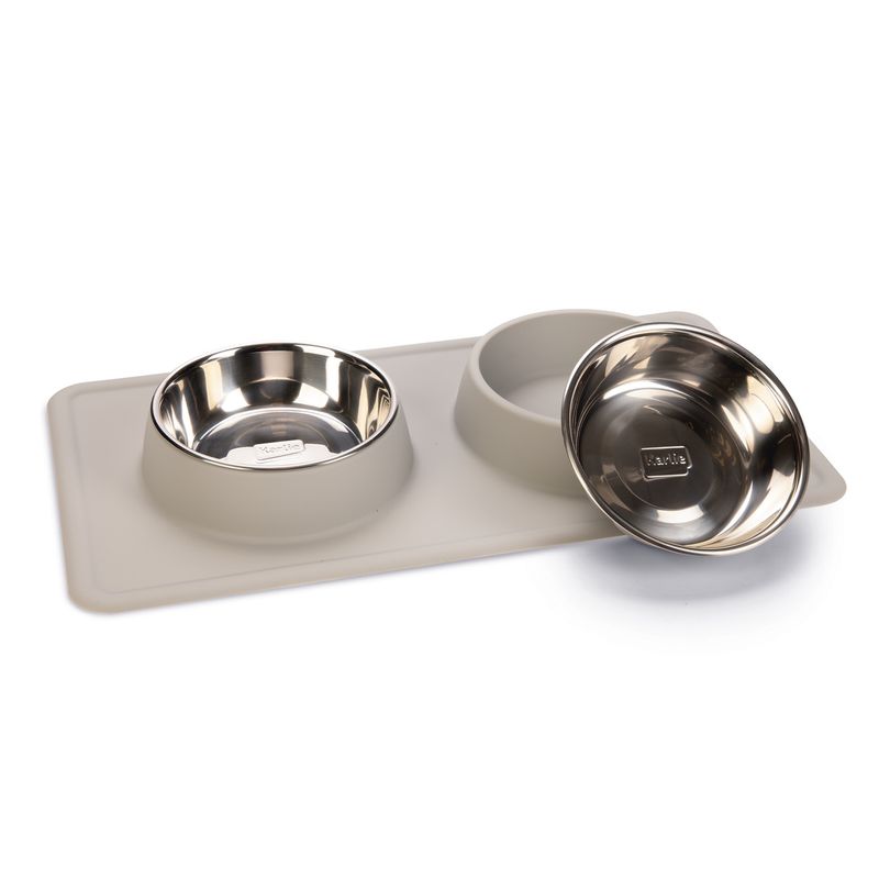 Karlie Stainless Steel Silicone Dex Diner Set Dog Bowl 2 x 350ml, 14cm diameter Black