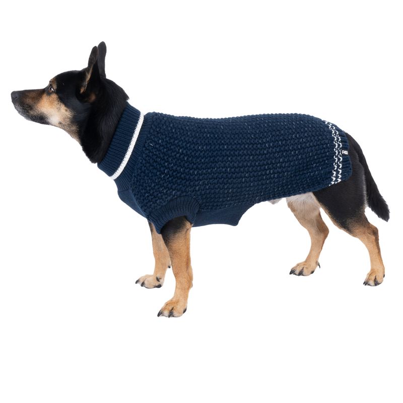 TIAKI Reflective Knit Dog Jumper - Dark Blue approx. 35cm Back Length