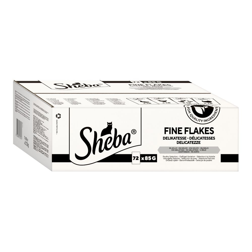 Sheba Pouches 72 x 85g Fine Flakes Poultry Selection in Jelly