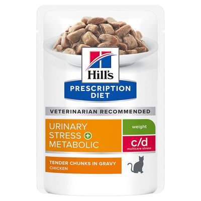 Hill's Prescription Diet Feline c/d Urinary Stress Metabolic - Chicken 12 x 85g Pouches
