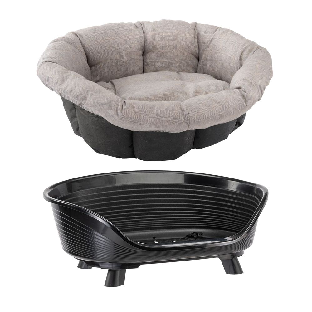 Ferplast Siesta Deluxe Basket Set with Beige Tweed Sofa Cover Size 4: 61.5 x 45 x 21.5 cm (L x W x H)