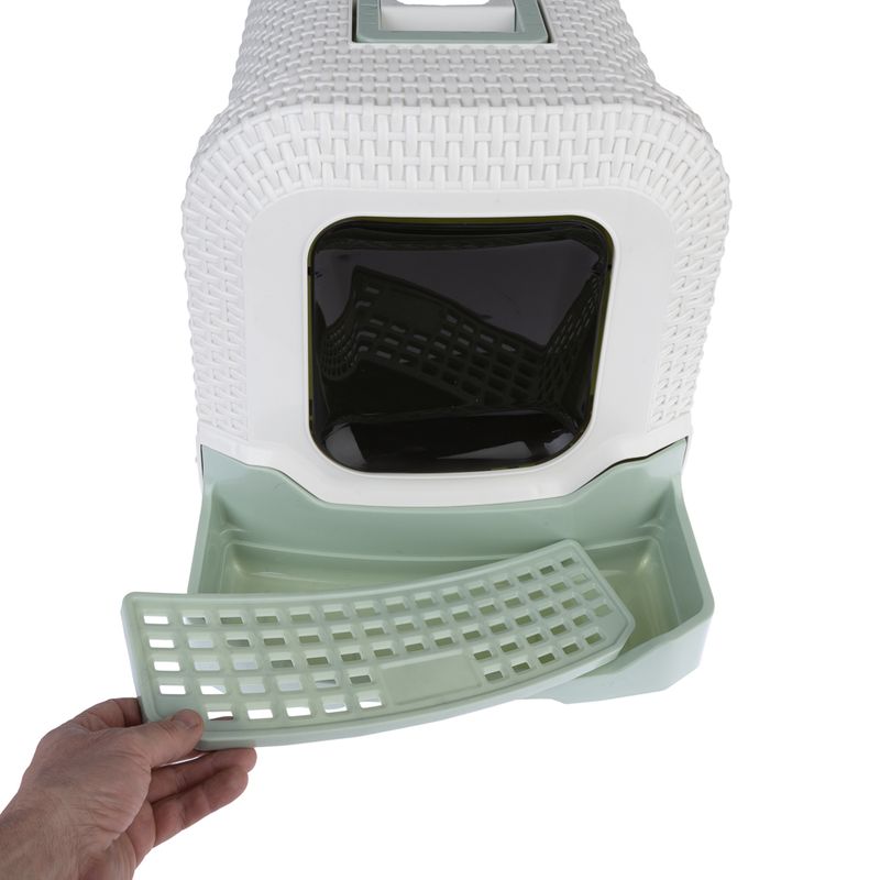 kooa Hooded Litter Draw with Litter Drawer White / Mint