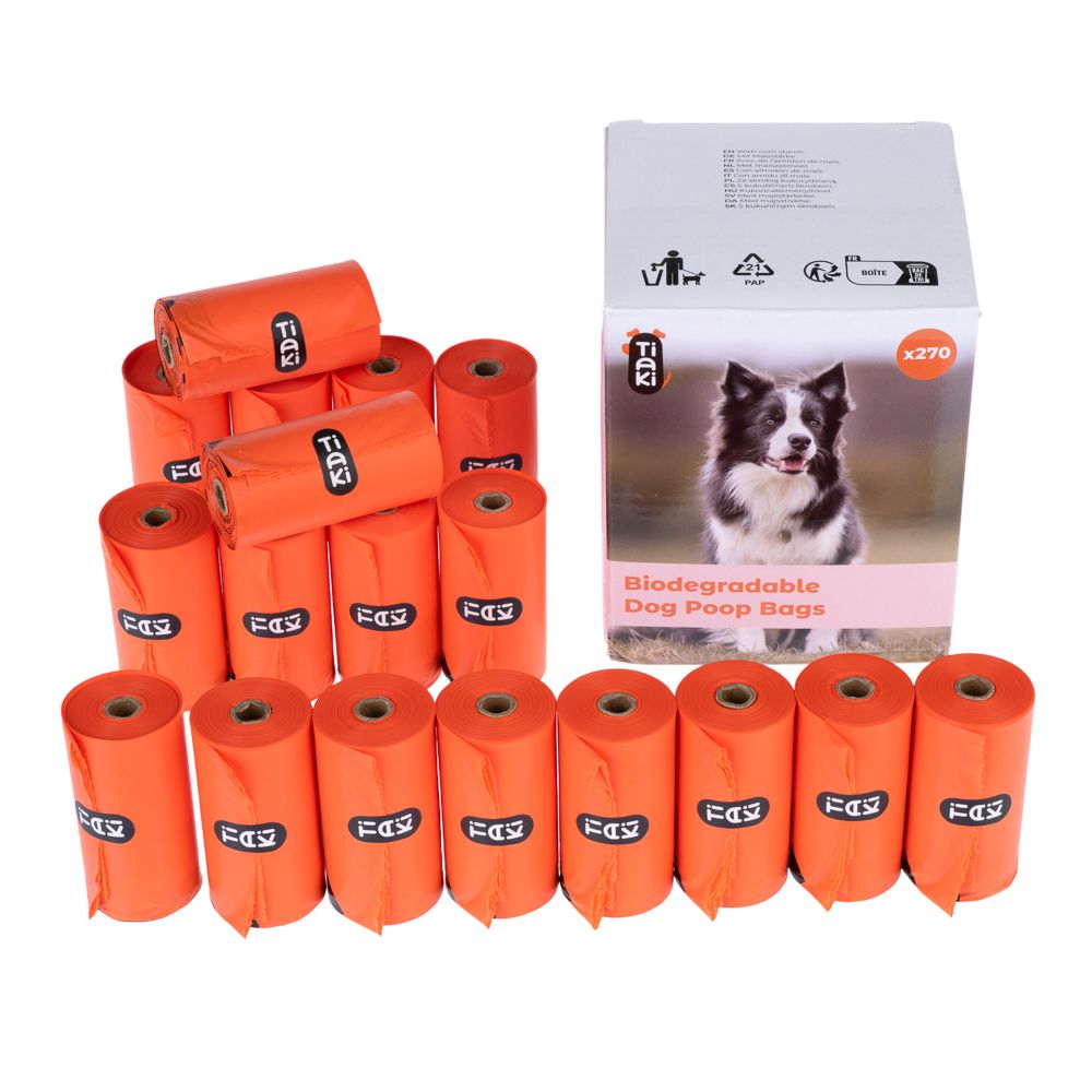 TIAKI Biodegradable Dog Poop Bags 8 Rolls (15 bags per roll)