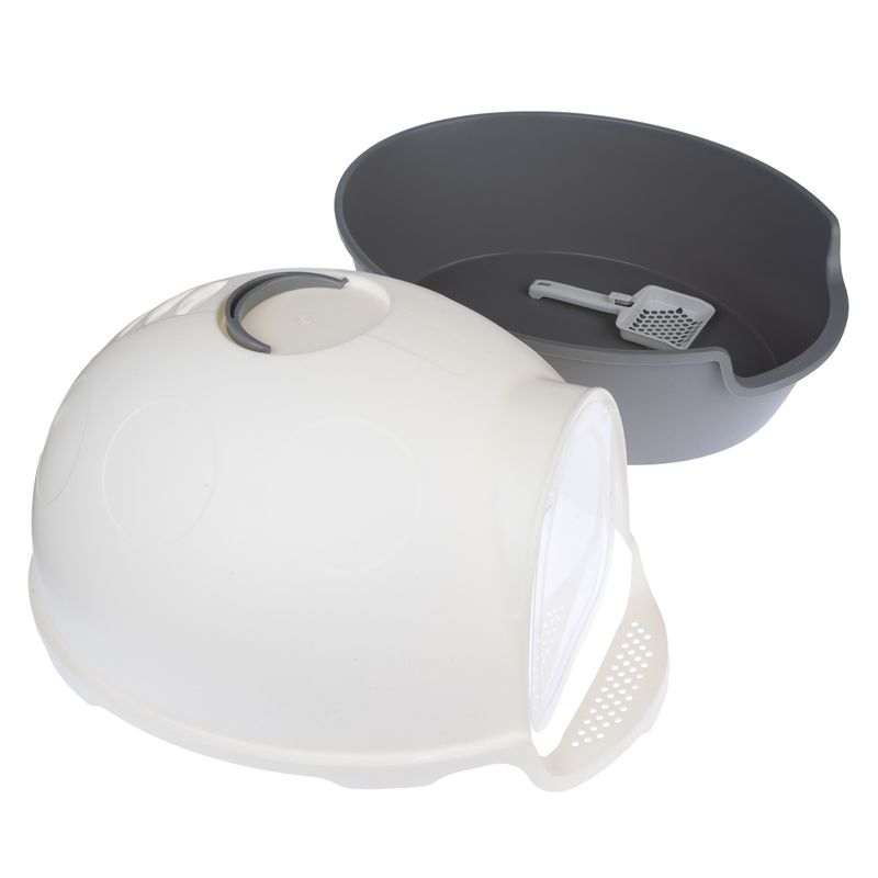 TIAKI Cinder Hooded Litter Tray Dark grey / white